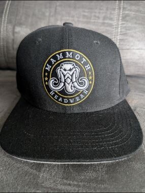 Mammoth Headwear Black Embroidered Snapback Hat